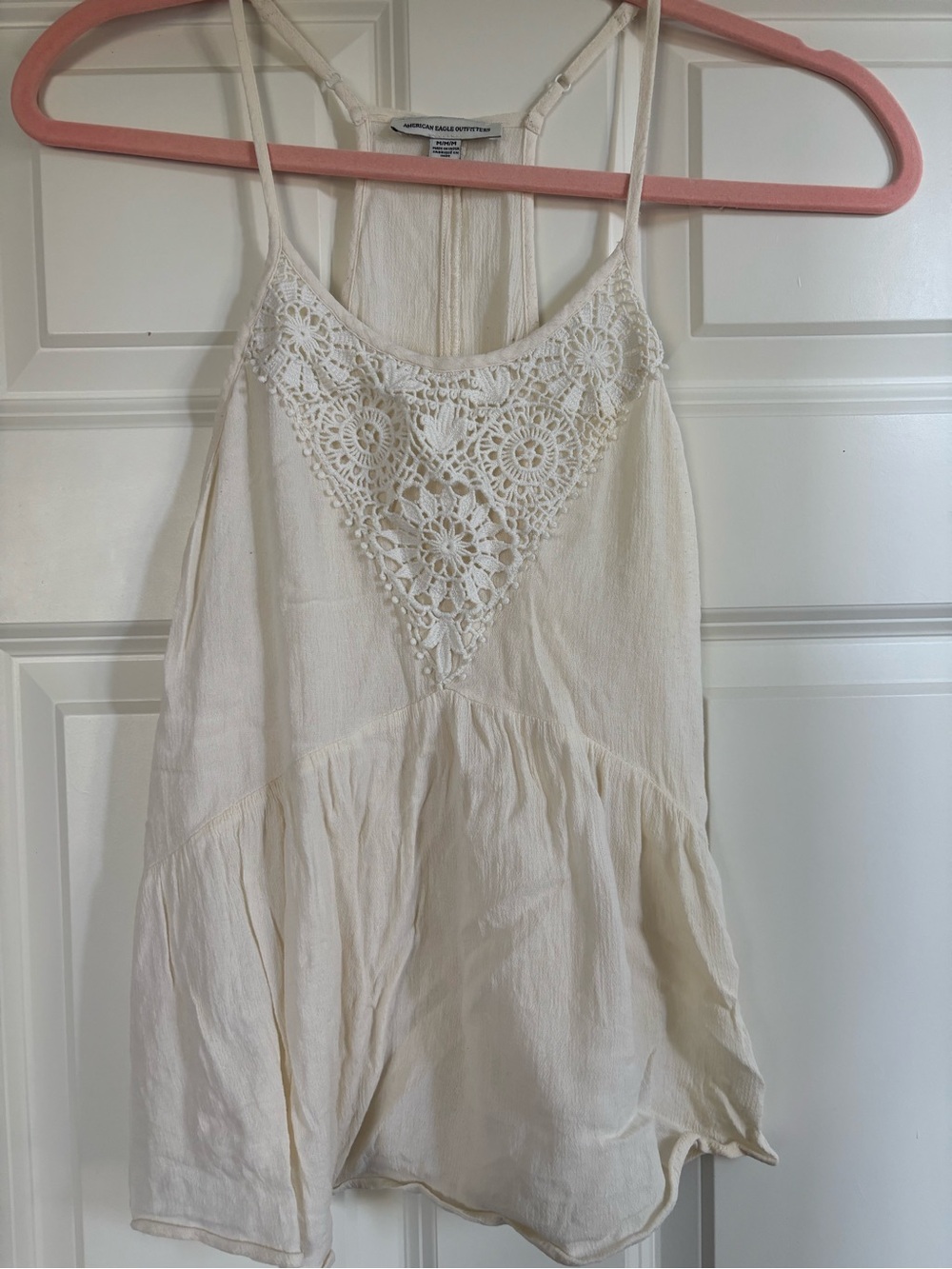 American Eagle Outfitters Cream Crochet Racer Back Tank